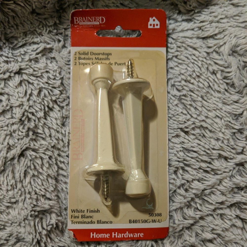 BRAINERD SOLID DOOR STOPS WHITE FINISH- 2 DOOR STOPS