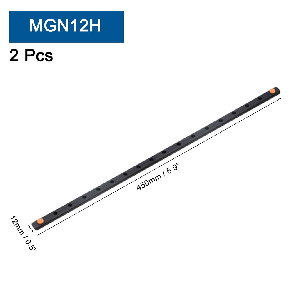 2pcs MGN12 450mm Linear Guide Rail, Black