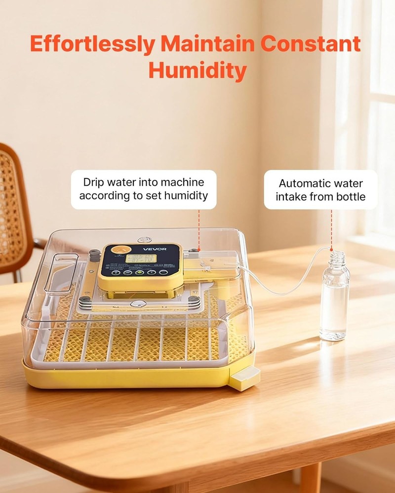 Efficient 48 Egg Poultry Incubator with 360° Clear Window & Stable Design