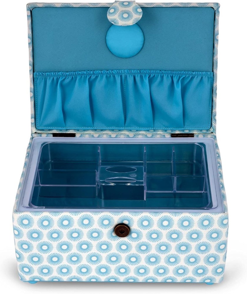 Dritz Small Sewing Basket, Retro Blue