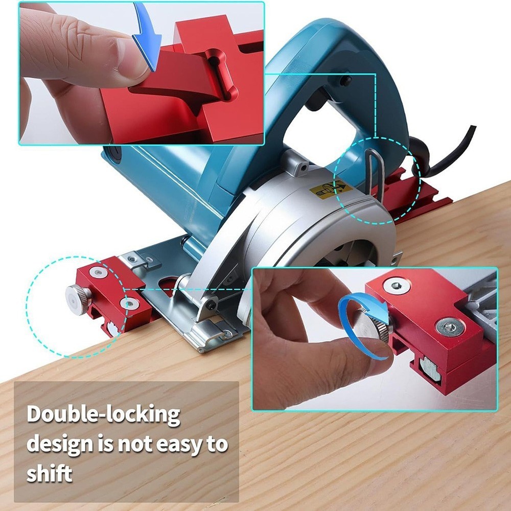 Adjustable Circular Saw Base Guide Rail with Dual Latch for Precise Positioning