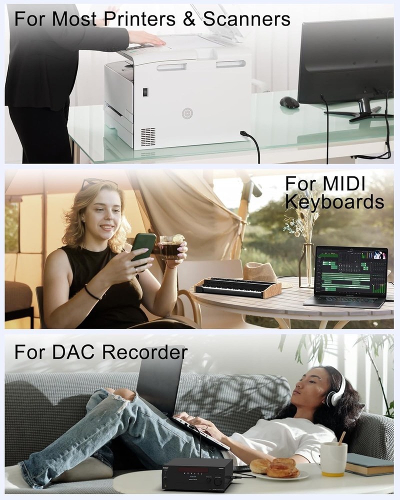 HP Printer Cable 6ft, Square USB A to USB B Cable for Printer/Scanner Epson, HP,