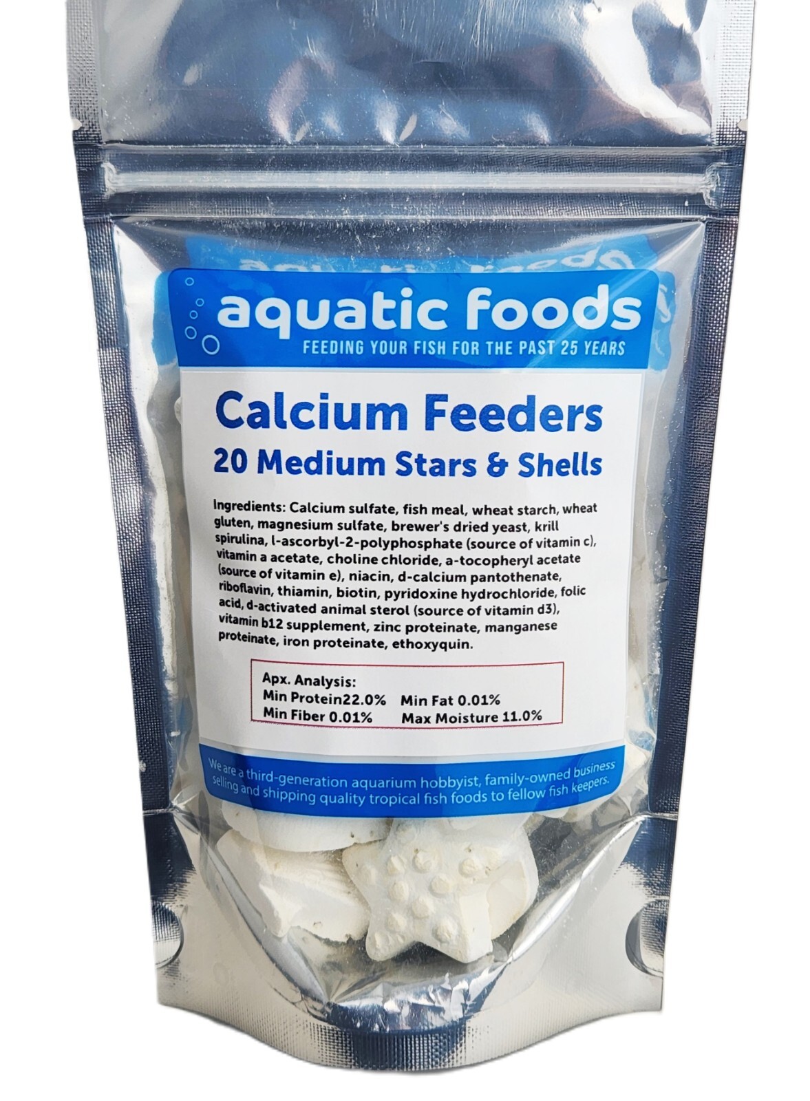 Calcium Feeder Stars & Shells for Shrimp, Snails, Crabs, Crayfish, Tropical Fish
