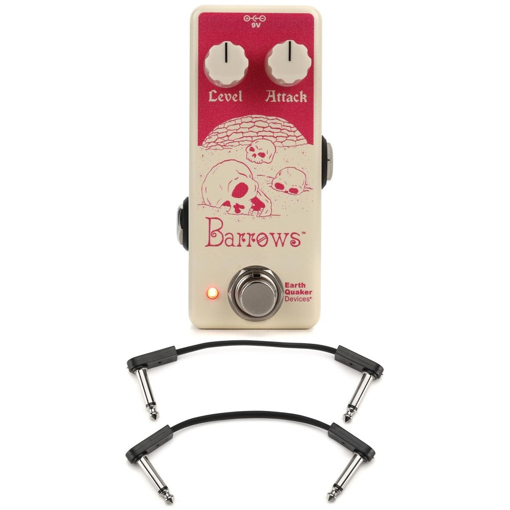 EarthQuaker Devices Barrows Fuzz Pedal with EBS Flat Patch Cables - White