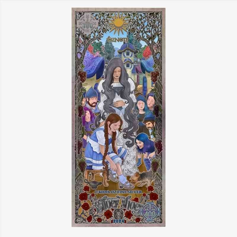 2024 Wizard of Oz Dorothy Silver Shoes Polymer Note 1/400th Oz .999 Fine 20k Mtd