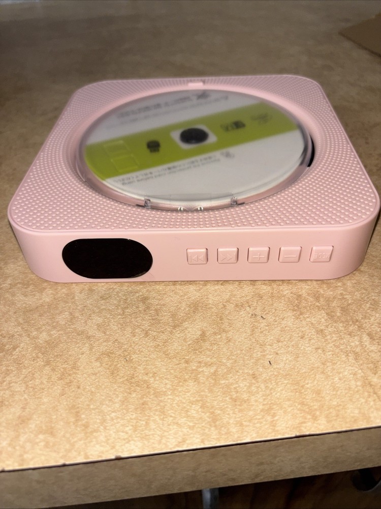 Pink Portable Wall Mountable Bluetooth CD Player w/Remote Control NIB