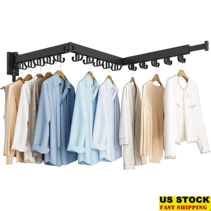 Wall Mounted Drying Rack Space Saving Tri-Fold Design Sturdy Easy Installation
