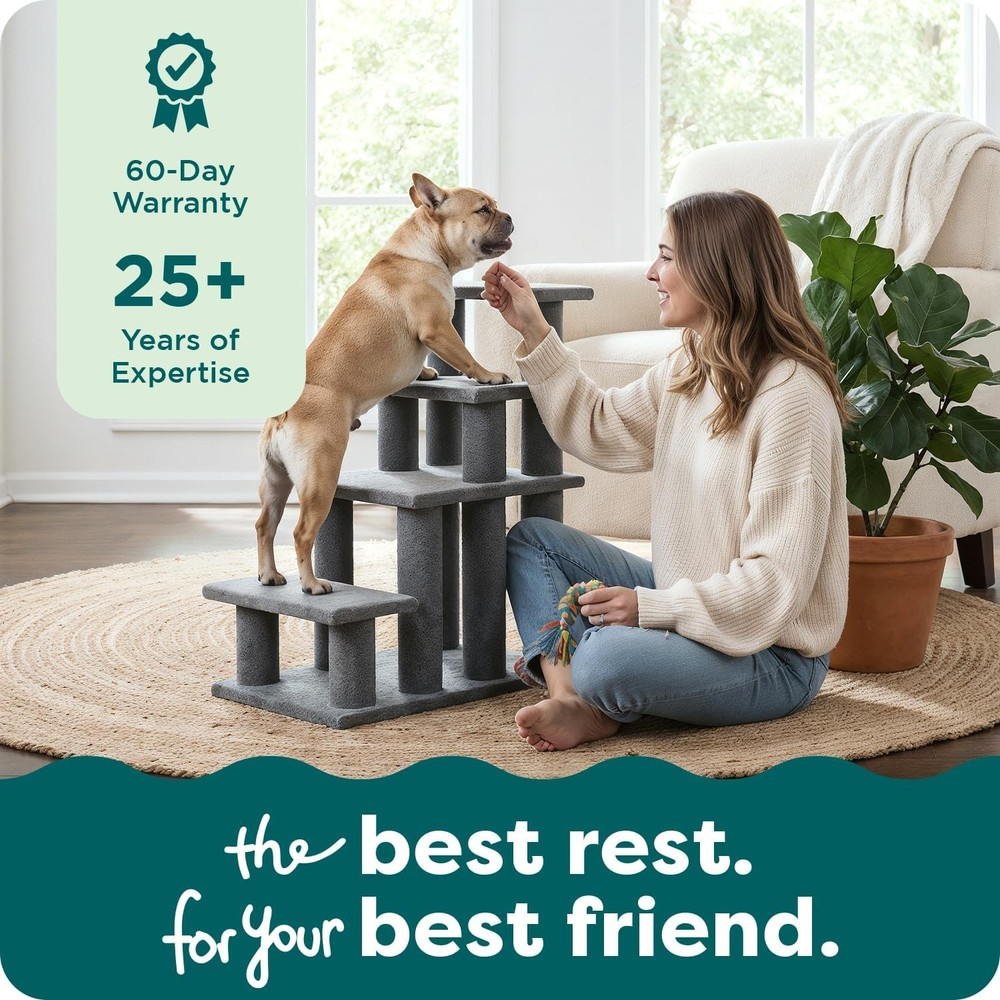 Steady Paws Multi-Step Pet Stairs High Beds & Sofas Gray 3-Step