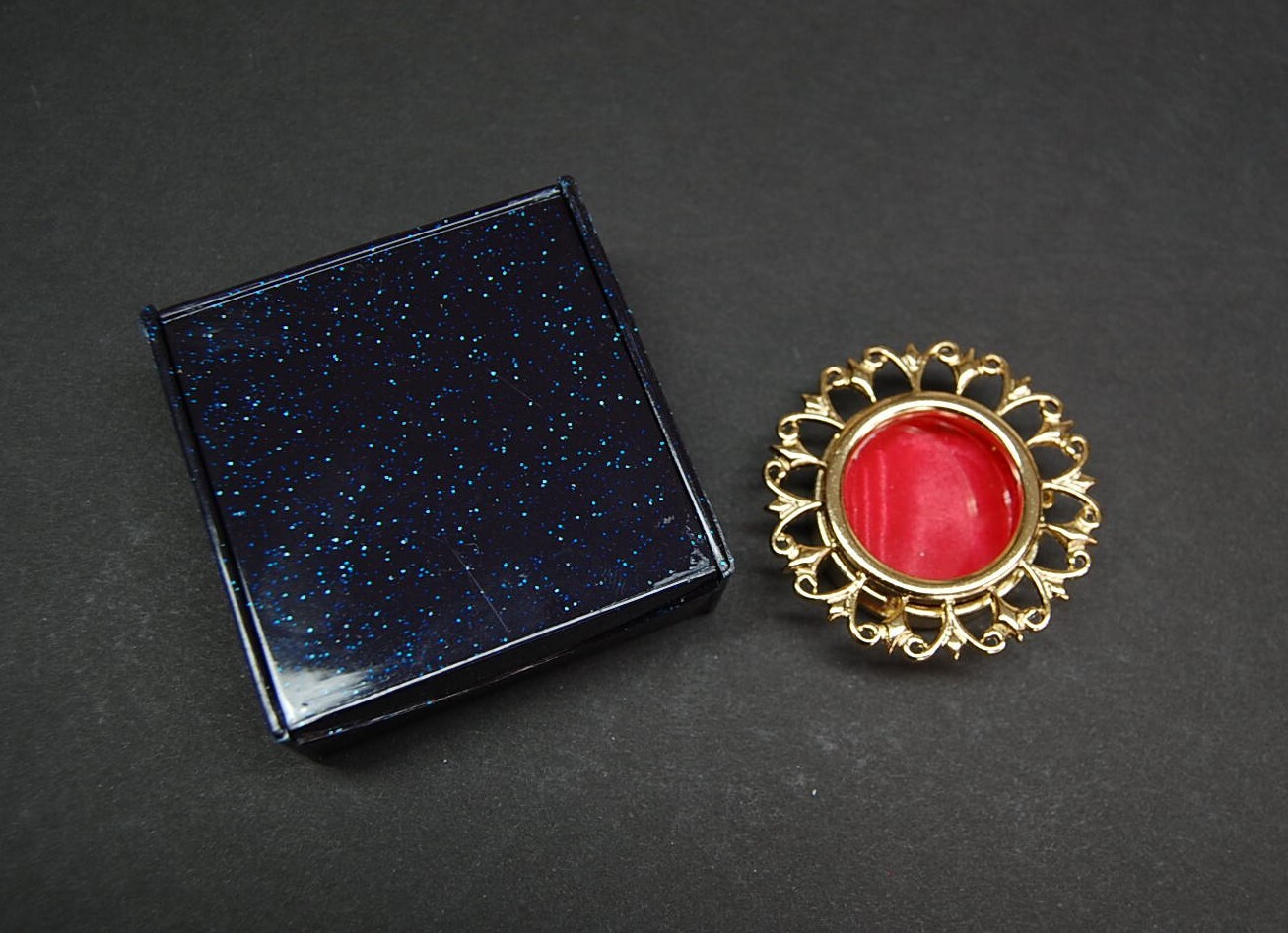 Large Relic Theca, Gold Plated Reliquary - Saint Relic Theca with Case (F)