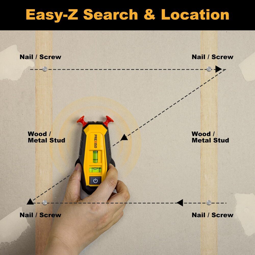 PREXISO 2-in-1 Magnetic Stud Finder with Laser Level Compact Wood&Metal Detector