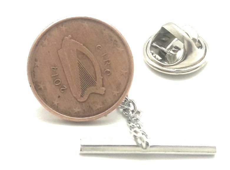 IRISH HARP EURO PENNY TIE TACK / LAPEL PIN