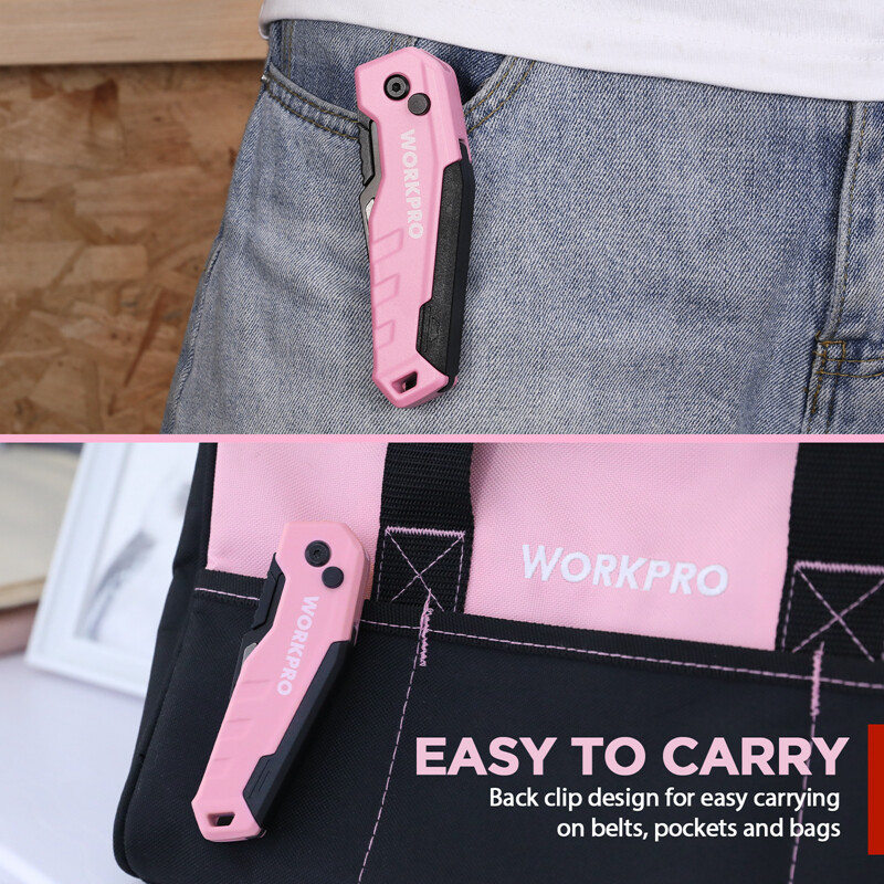 WORKPRO Folding Utility Knife Compact Box Cutter Quick Change Blade w/13PC Blade