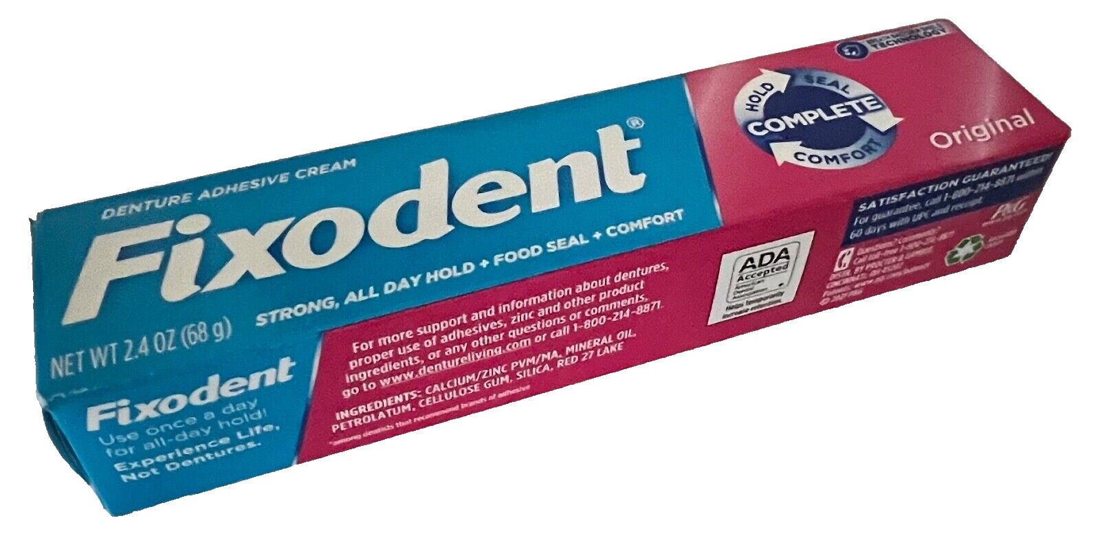 FIXODENT *ORIGINAL* DENTURE ADHESIVE CREAM 4 TUBES 2.4-OZ (68g) EA
