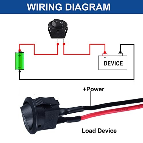 5Pcs Round Rocker Switch Mini Latching Toggle Switch ON Off 15mm Black-5Pcs