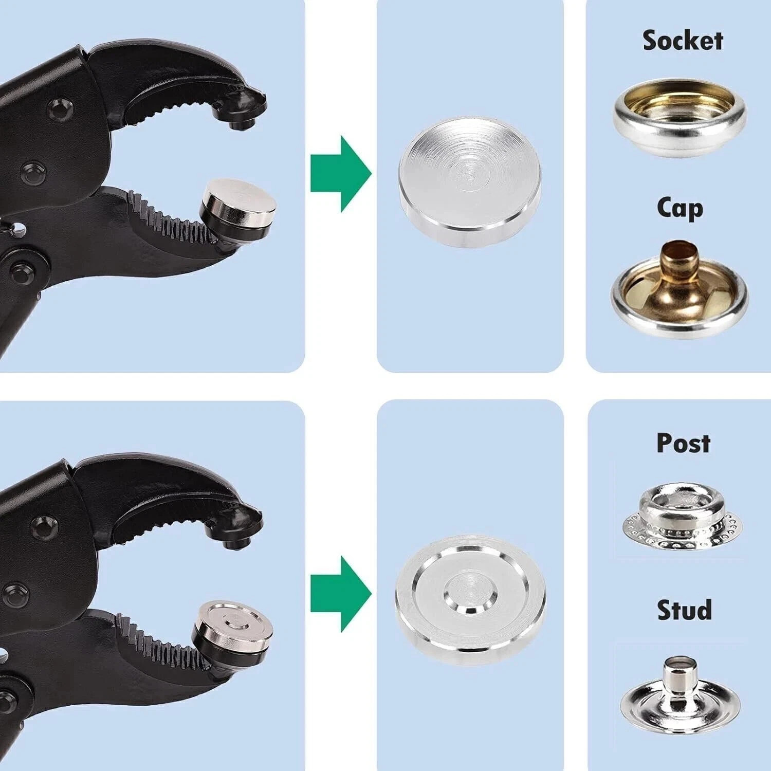 Heavy Duty Snap Fastener Tool Adjustable Snap Setter Tool Snap Installation US