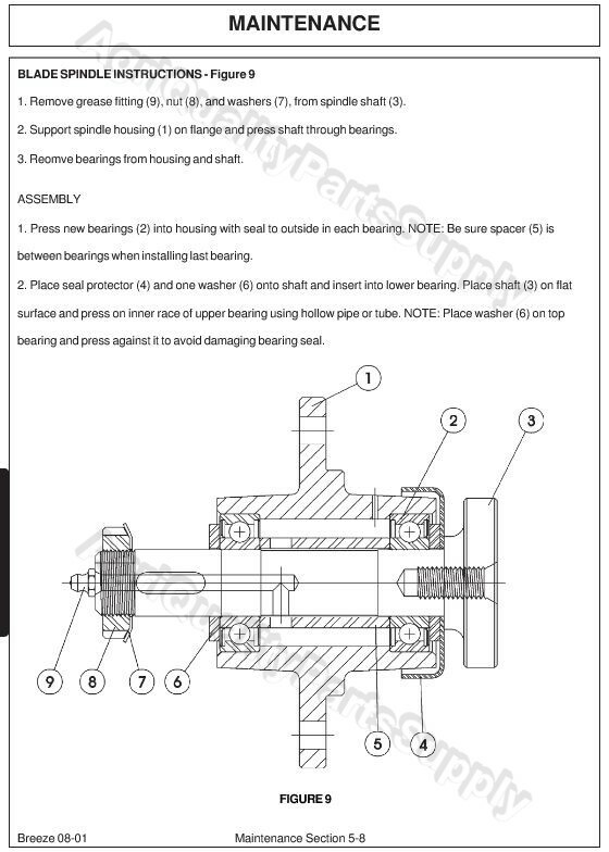 Finish Mower Spindle, Servis Rhino Breeze, code 00775017 , P/N 01-252, 650897