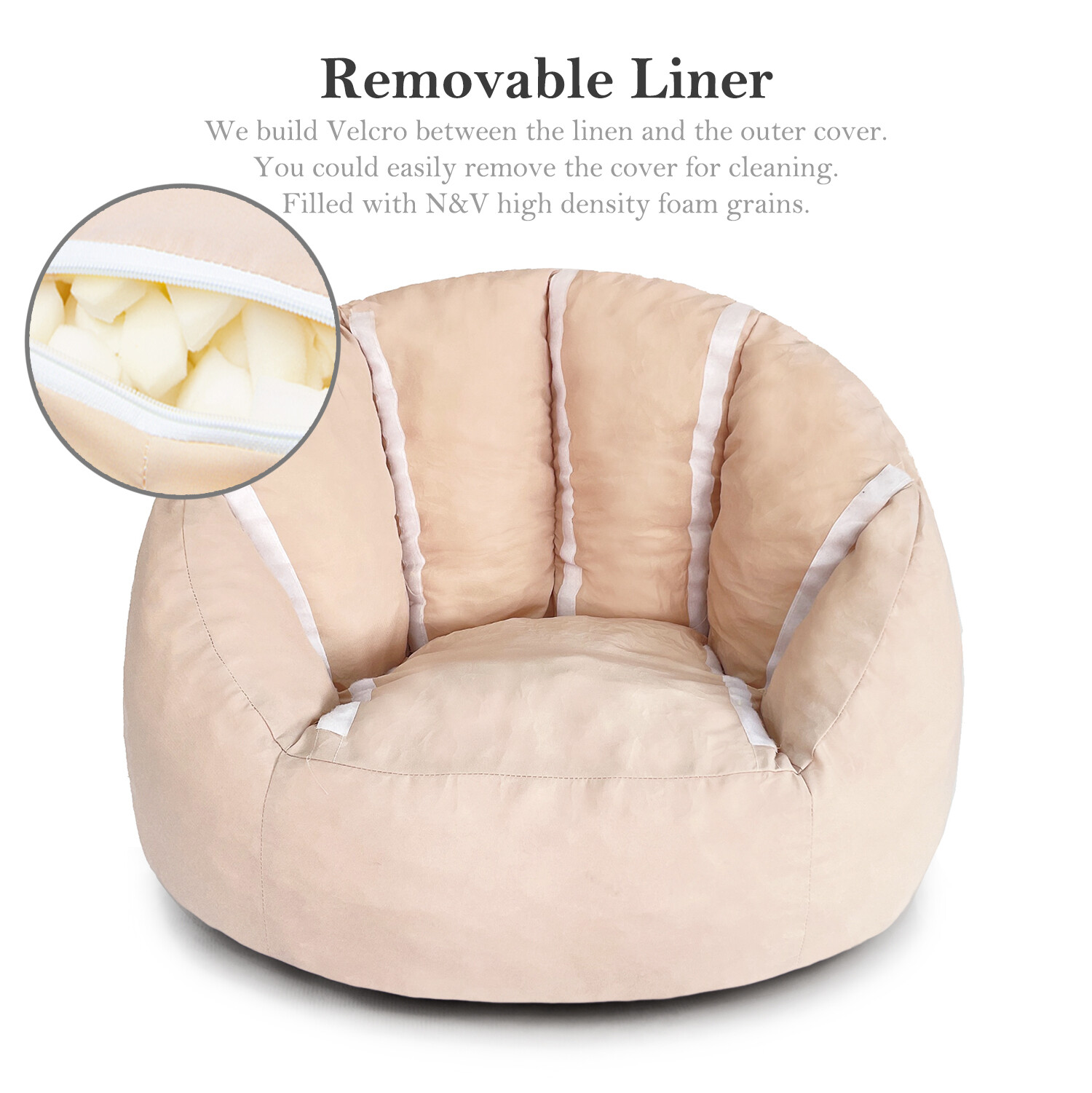 N&V Kids Bean Bag Chair, Girls & Boys Bean Bag Sofa Foam Filler, Kids Sofa Chair