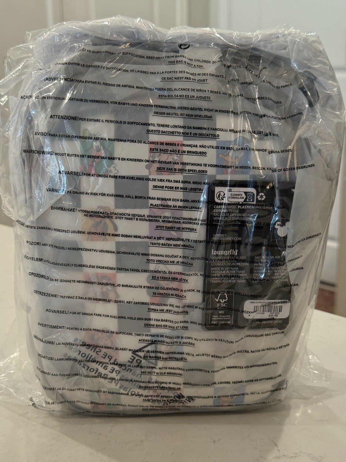 Loungefly Disney Mickey Mouse & Friends Checkered Boxlunch Crossbody Bag Purse