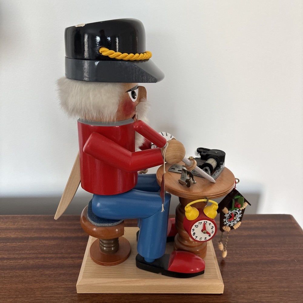 Steinbach Clock Maker Nutcracker 13" Germany- Plays God Bless America