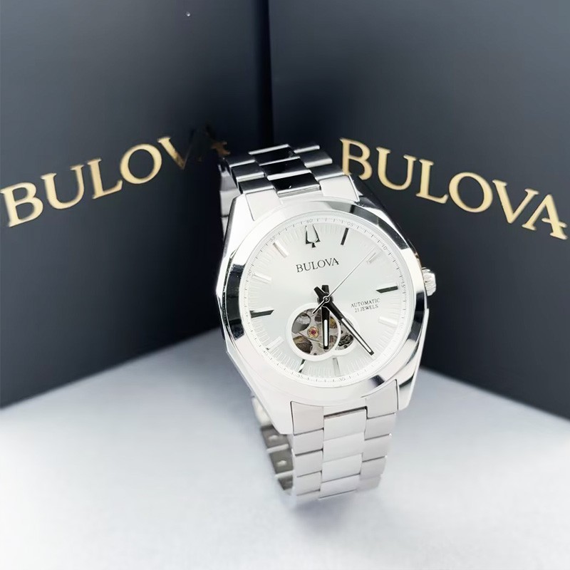 Bulova Surveyor Silver Tone Dial Automatic Men's Watch 42 mm 96A274