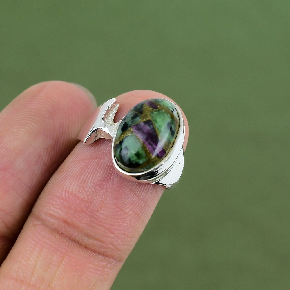 Copper Ruby Zoisite Ring 925 Sterling Silver Antique Ring Available In Ring Size