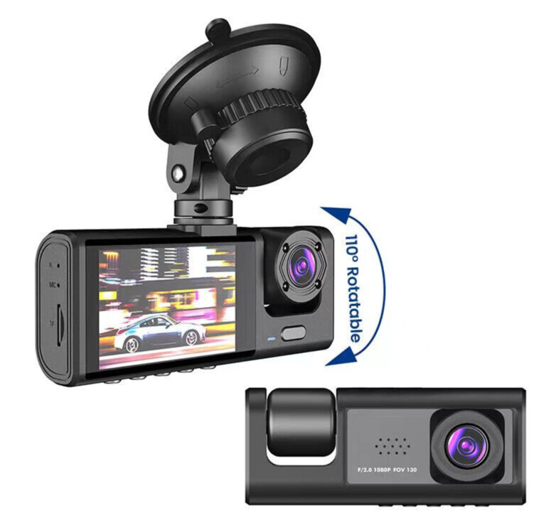 Car Dash Cam 3 Lens 2in Video Recorder Loop DVR Recording Night Vision G-sensor