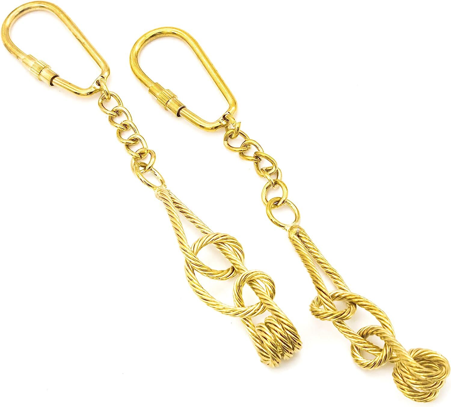 Knotted Key Chain Nautical Solid Brass Carabiner Split Ring Pirate Maritime Gift