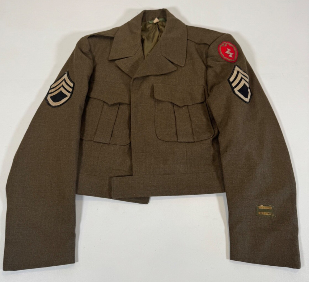 WWII US Army E-6 Ike Jacket 25th Infantry Division Bullion Patch Size 38R