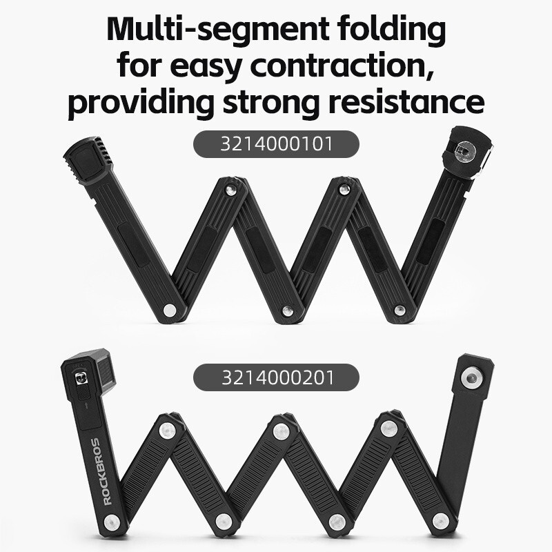 ROCKBROS Motorcycle Bike Lock Folding Anti-theft Portable Key MTB Road Antirust