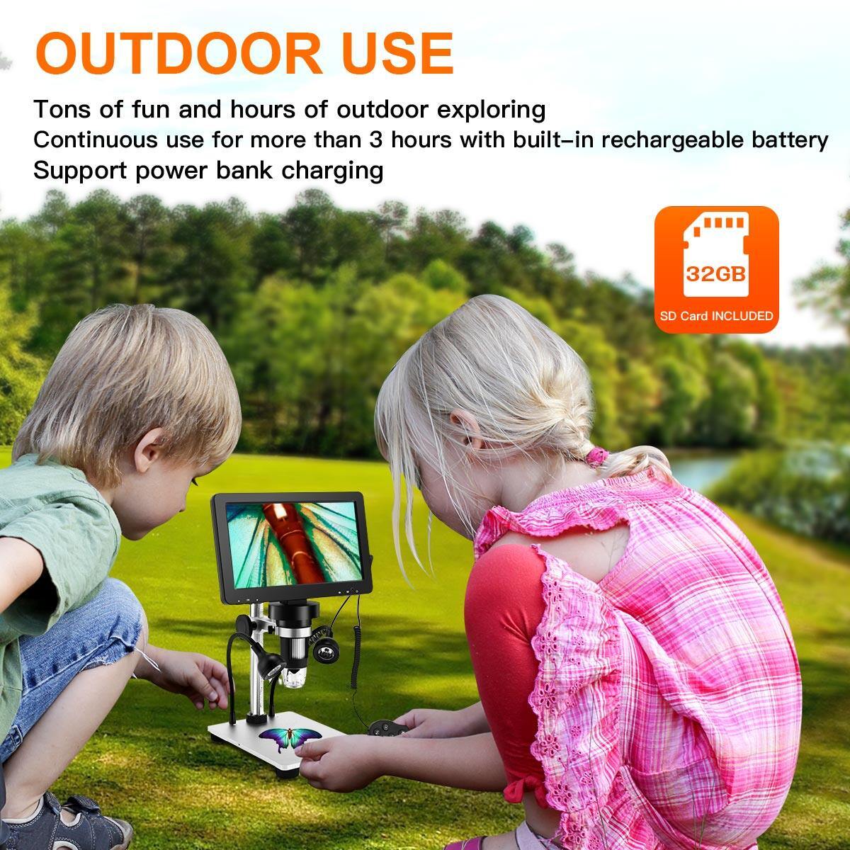 TOMLOV 7" HD 1080p Digital Microscope 1200X coin loupe jewelry magnifier Camera