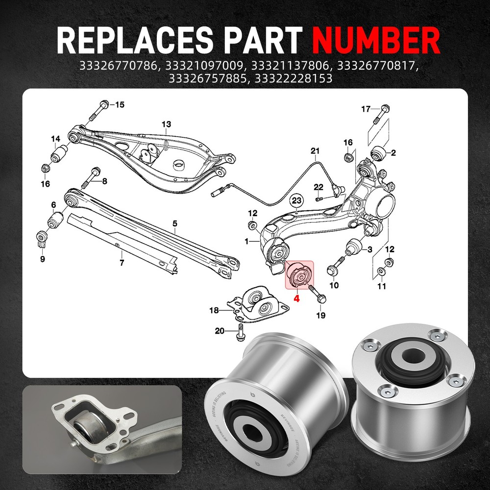 Solid Monoball Rear Trailing Arm Bushings For BMW 3 Series E36 E46 M3 E85 E86 Z4