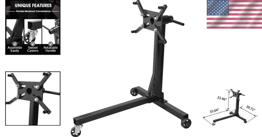 Rotating Engine Stand - 750 LBs Capacity with Adjustable Arms for Easy Access