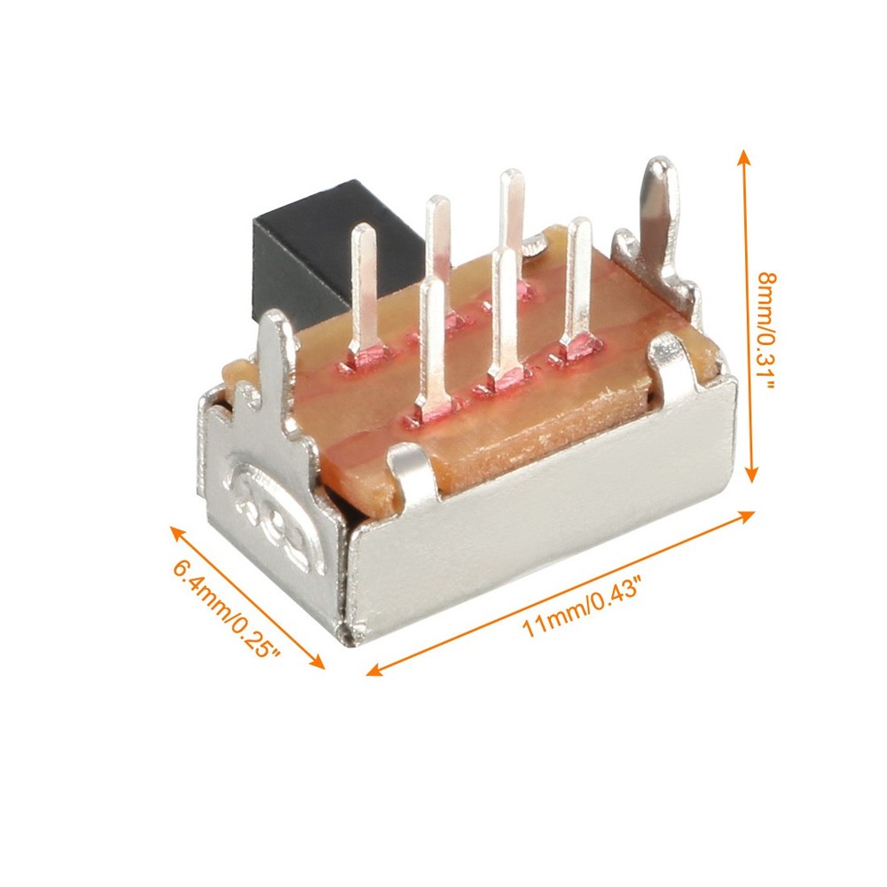 10Pcs 6mm Horizontal Slide Switch DPDT 2P2T 6 Terminals Panel PCB