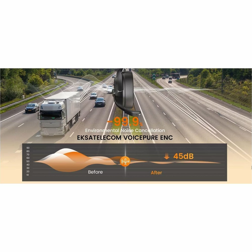 EKSA Telecom - H1 Pro AI-Powered Wireless Headset - Black