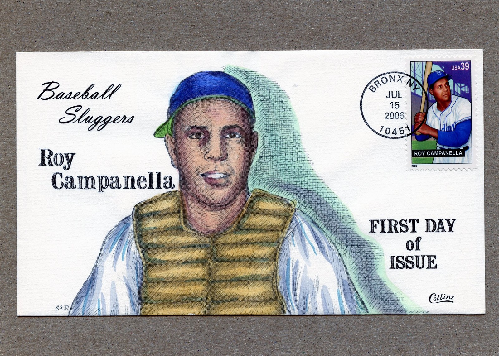 WWLF COLLINS FDC  BASEBALL   4080  BASEBALL SLUGGERS   ROY CAMPANELLA