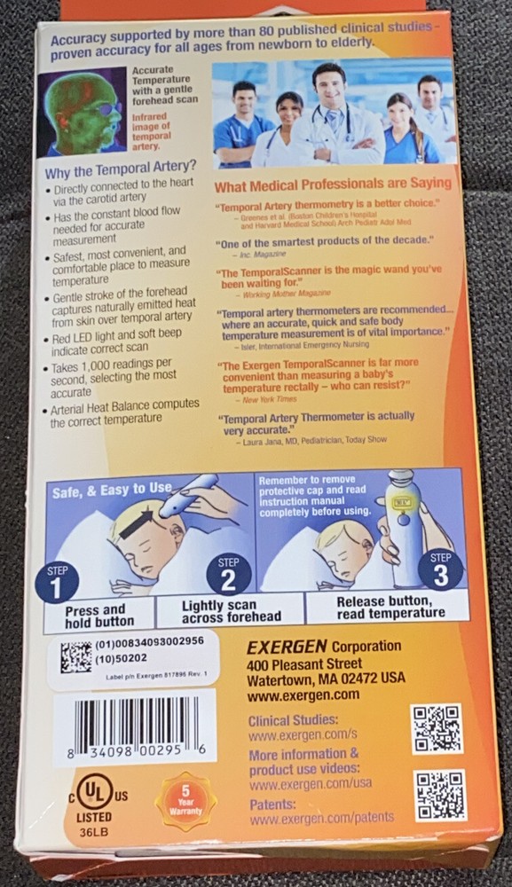 Exergen TemporalScanner Thermometer 🌡 with SmartGlow & One Button Programming