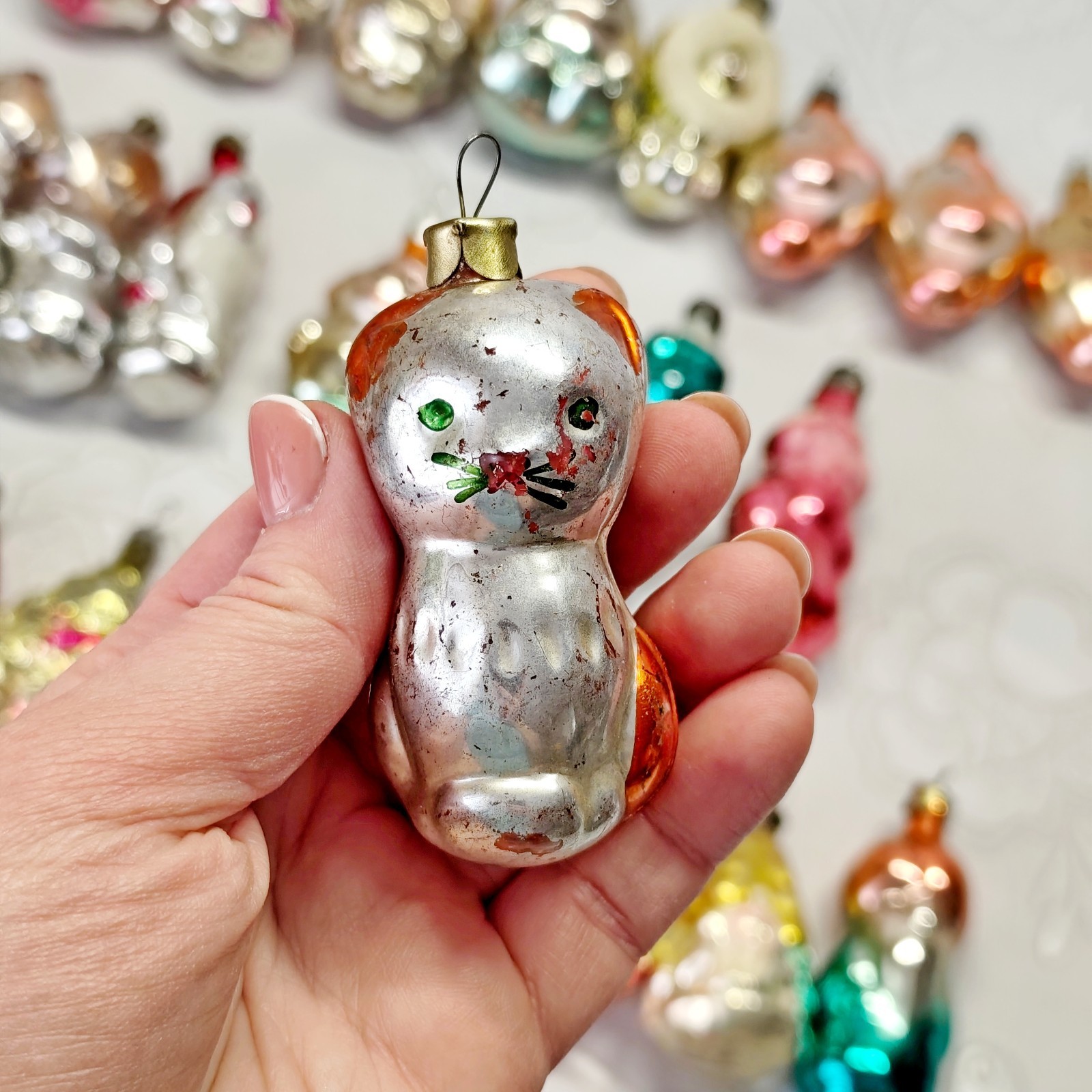 Vintage glass Christmas Ornament character animal decoration soviet USSR №728