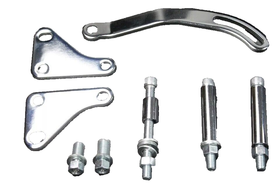 Small Block Chevy Chrome Power Steering Bracket Short Water Pump SBC 327 350