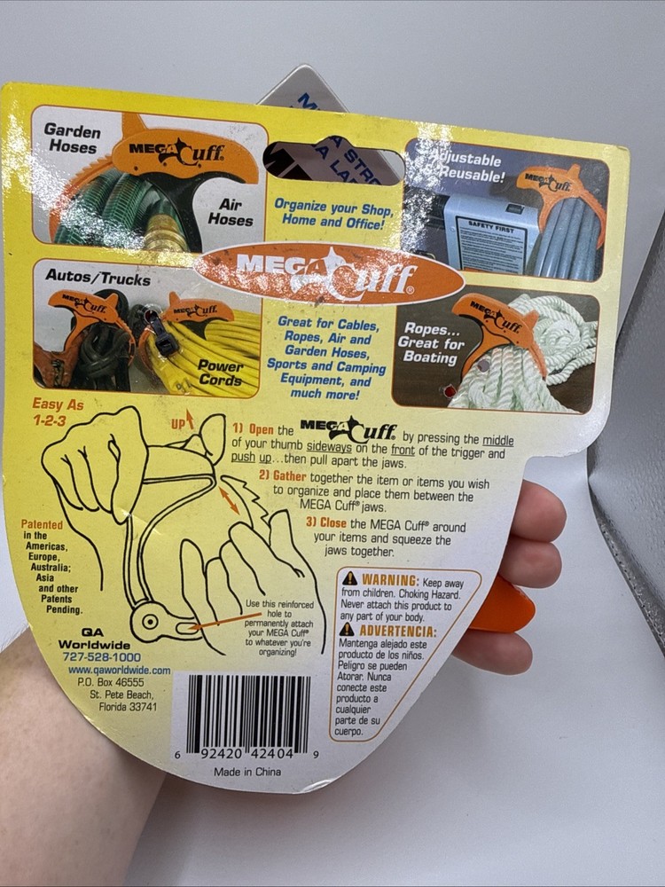 2 Cable Cuff Mega Cuff - Single Extra Large Reusable Serrated Cable Organizer.