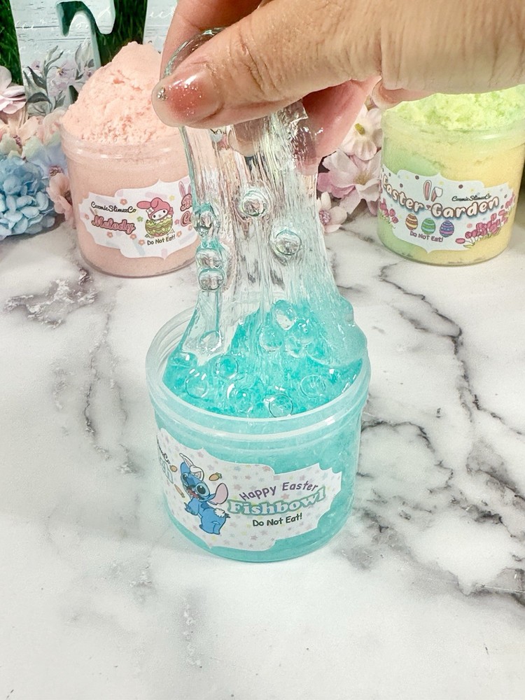 Happy Easter Fishbowl Slime, Easter Theme, No Scent, low Stretchy, ASMR