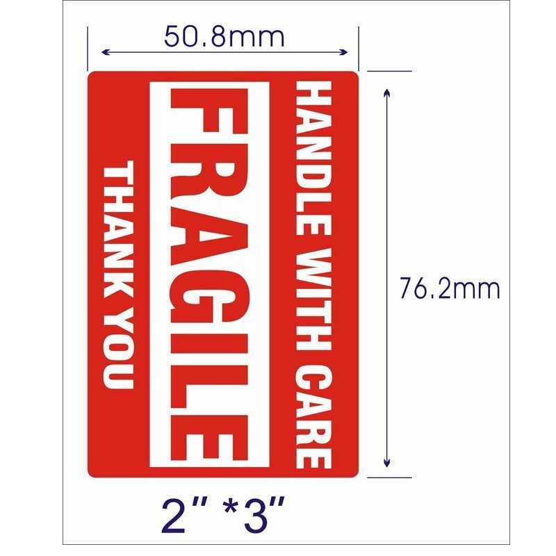2 Rolls 2x3 Fragile Stickers Handle with Care Thank You Mailing Labels 500/Roll