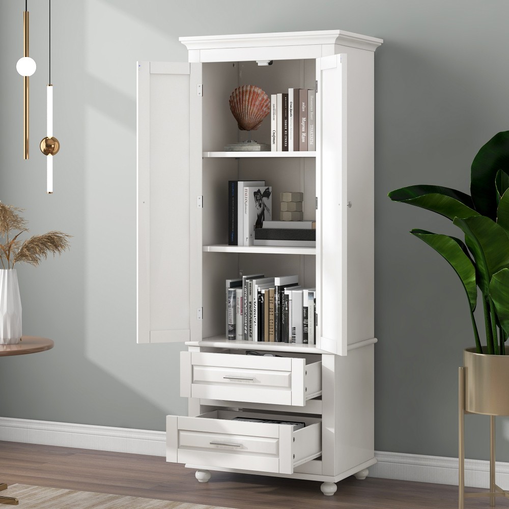 Tall Storage Cabinet W Three Drawers