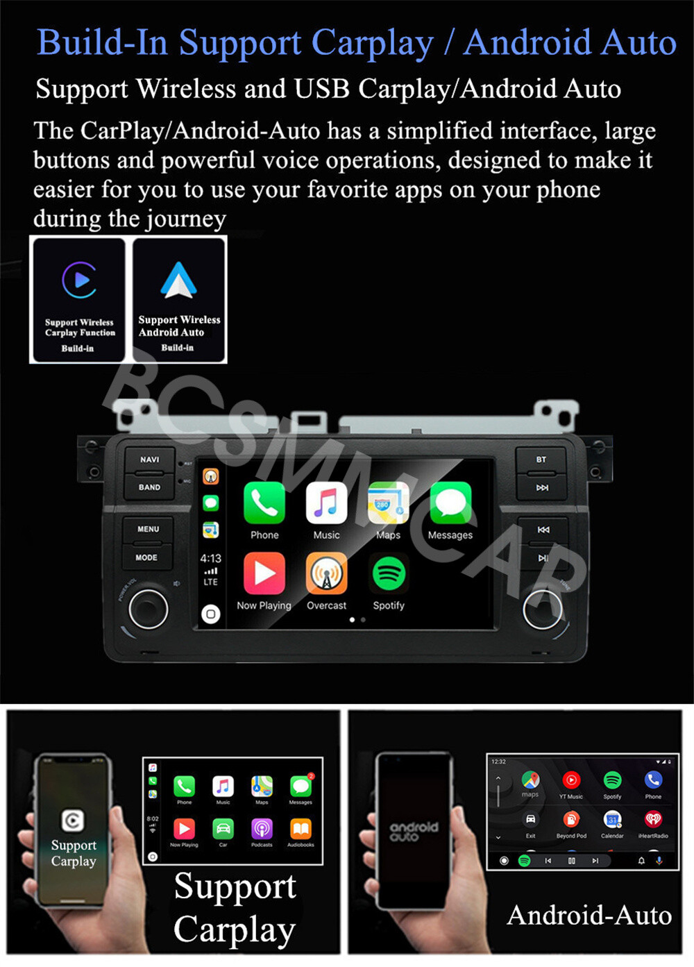 Fit For BMW E46 2-door Coupe 1999-2006 2DIN Car Stereo Radio Player Head Unit FM