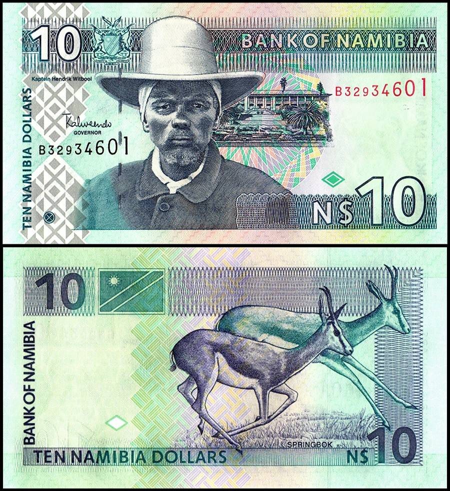 Namibia 10 Namibia Dollars, 2001 ND, P-4c, UNC, Prefix B