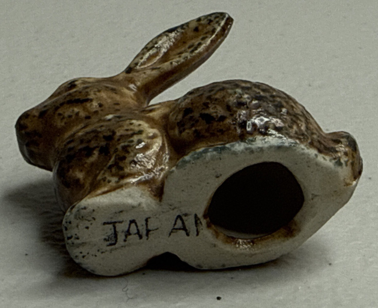 Vintage Porcelain Brown Speckled Bunny Rabbit Figurine Occupied Japan