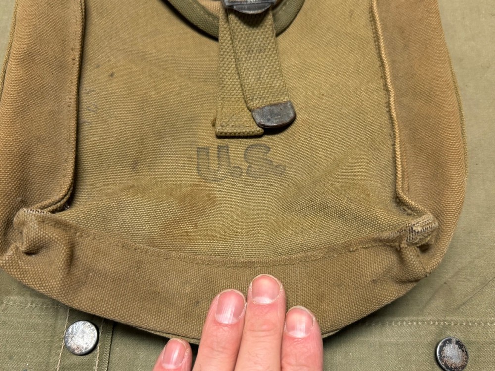 ORIGINAL WWII US ARMY INFANTRY M1 GP AMMO CARRY BAG-TRANSITIONAL OD#3 & OD#7