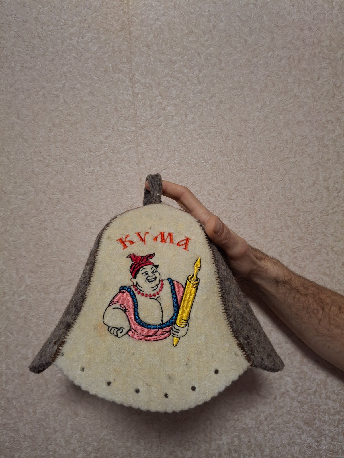 Wool sauna hat for women Funny felt banya hat Gift accessories to saunahut Chris