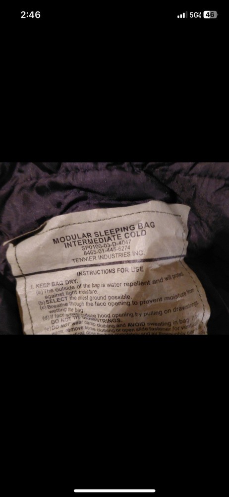 ECWCS MSS 3 piece sleep systems