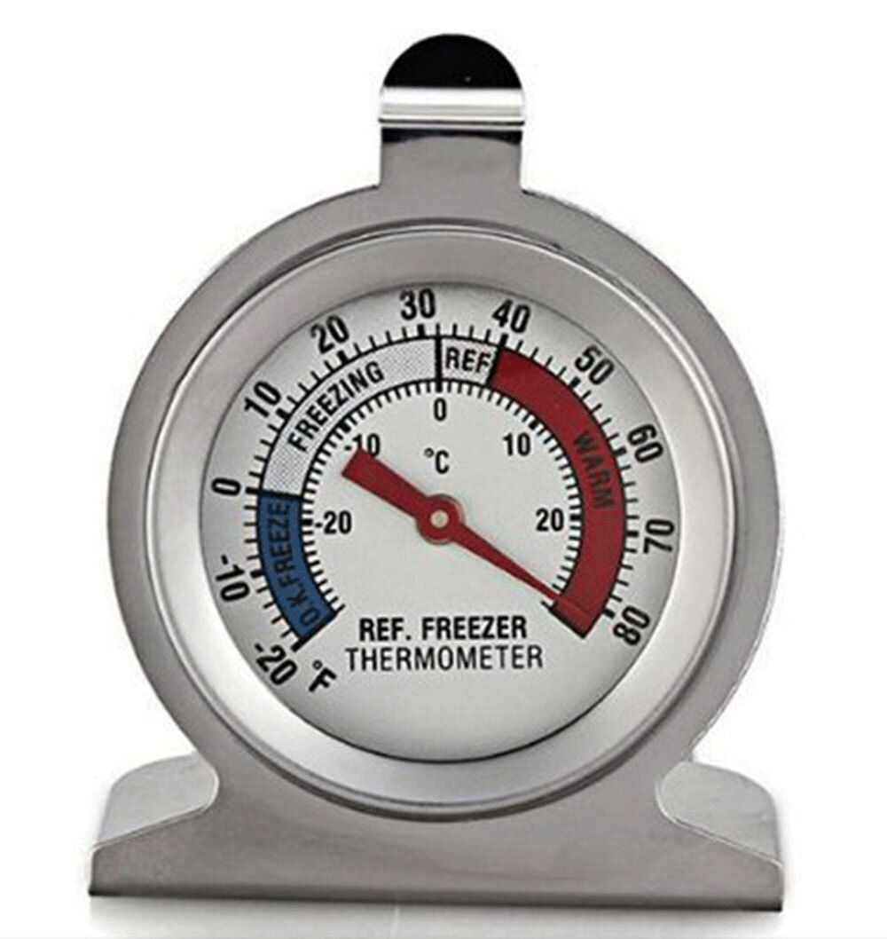 Refrigerator Freezer Thermometer Fridge DIAL Type Stainless Steel Hang Stand 1-4