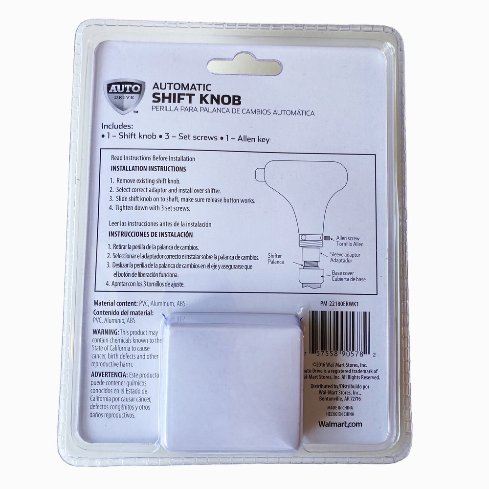 Universal Automatic Shift Knob Replacement W/ Release Button Black W/ Red Stitch